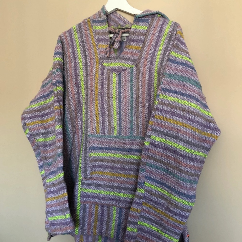 vintage baja hoodie multicolor hooded sweater L NWT L118-1